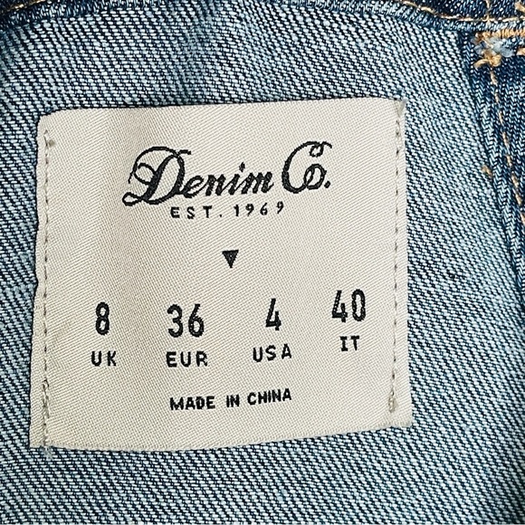 Y2K Denim Overall Mini Dress 90s Pinafore Jumper Skirt Blue Jean | Size 4 - Picture 7 of 9